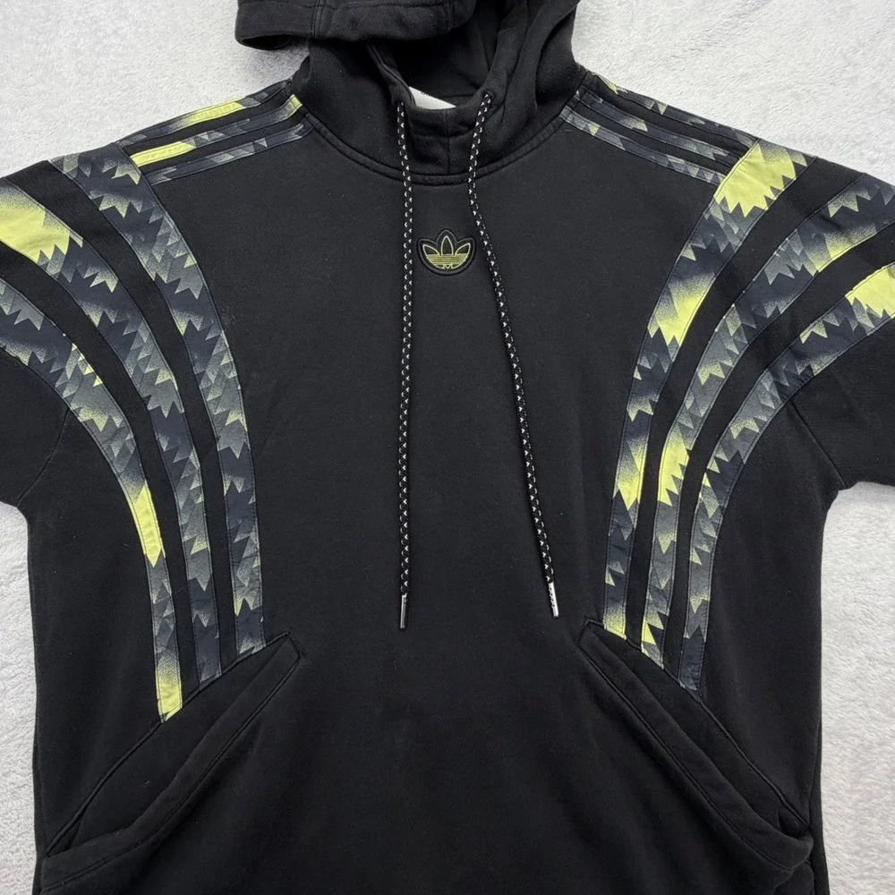 Adidas Hoodie Mens S Graphic Trefoil Pullover Geometric 3-Stripe Sweatshirt